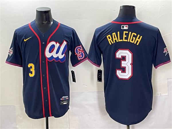 Men's American League #3 Cal Raleigh Navy 2025 All-Star Edition Limited Stitched Baseball Jersey