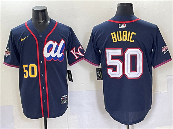 Men's American League #50 Kristofer Bubic Navy 2025 All-Star Edition Limited Stitched Baseball Jersey