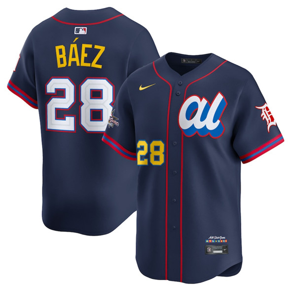 Men's American League #28 Javier Báez Navy 2025 All-Star Edition Limited Stitched Baseball Jersey