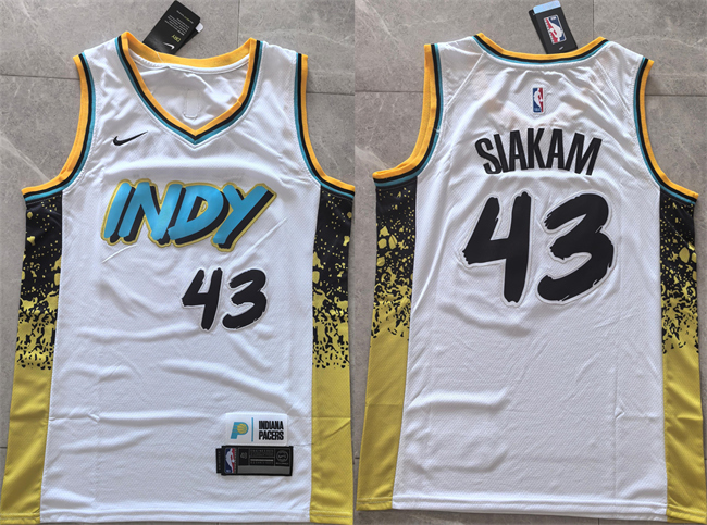 Men's Indiana Pacers #43 Pascal Siakam White 2025 City Edition Stitched Basketball Jersey