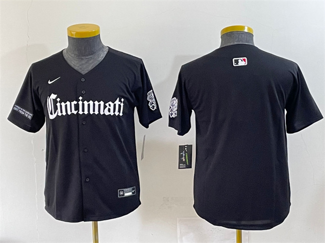 Youth Cincinnati Reds Blank Black 'Gothic Queen City Edition' Vapor Premier Limited Stitched Baseball Jersey