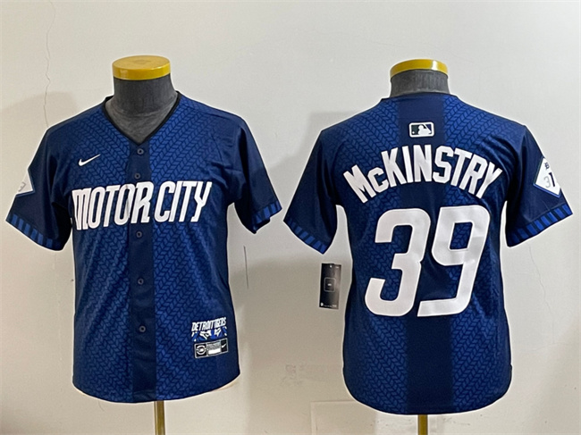 Youth Detroit Tigers #39 Zach McKinstry 2024 Navy City Connect Cool Base Limited Stitched Baseball Jersey
