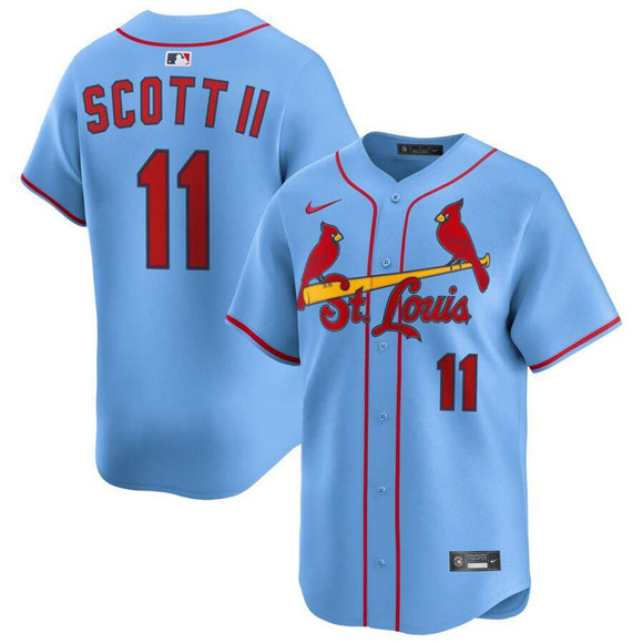 Men's St. Louis Cardinals #11 Victor Scott II Light Blue Alternate Limited Stitched Baseball Jersey