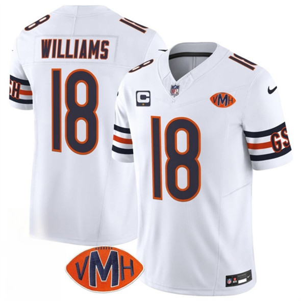 Men's Chicago Bears #18 Caleb Williams White 2025 F.U.S.E. With 1-Star C Patch And VMH Patch Vapor Untouchable Limited Football Stitched Jersey