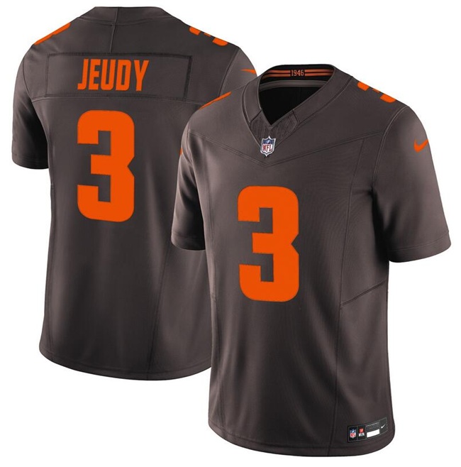 Men's Cleveland Browns #3 Jerry Jeudy Brown 2025 F.U.S.E. 'Alpha Dawg Edition' Vapor Limited Football Stitched Jersey