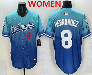 Women's Los Angeles Dodgers #8 Enrique Hernandez Blue 2025 City Connect Limited Stitched Jersey