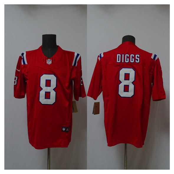 Men's New England Patriots #8 Stefon Diggs Red 2025 Vapor Limited Stitched Jersey