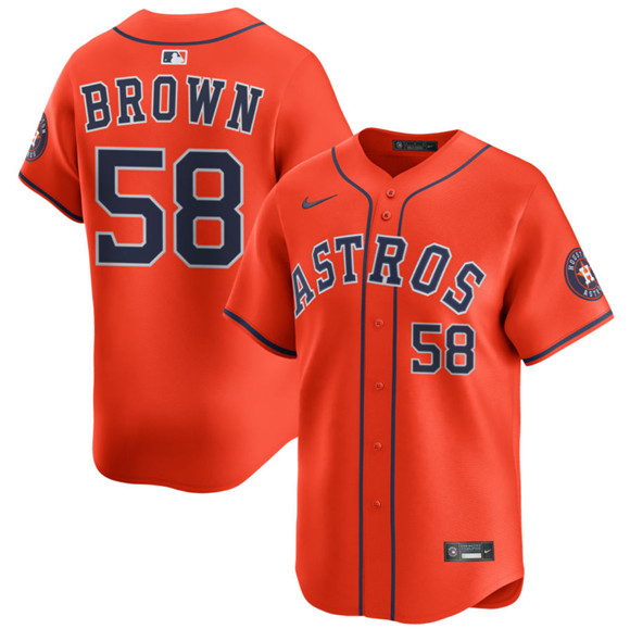 Men's Houston Astros #58 Hunter Brown Orange 2025 Alternate Limited Stitched Baseball Jersey