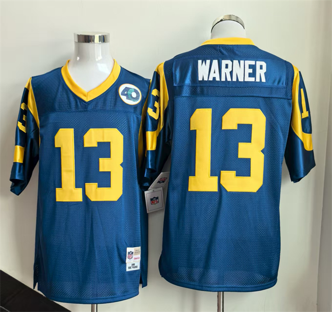 Men's Los Angeles Rams #13 Kurt Warner Royal Throwback Football Stitched Jersey