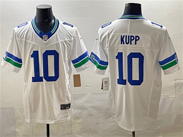 Men's Seattle Seahawks #10 Cooper Kupp White F.U.S.E. Throwback Vapor Limited Football Stitched Jersey