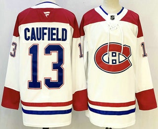 Men's Montreal Canadiens #13 Cole Caufield White Authentic Jersey