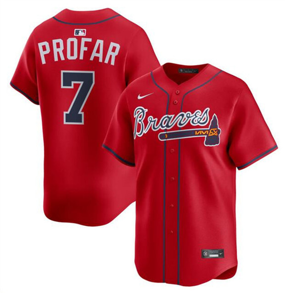 Men's Atlanta Braves #7 Jurickson Profar Red 2025 Alternate Limited Stitched Baseball Jersey