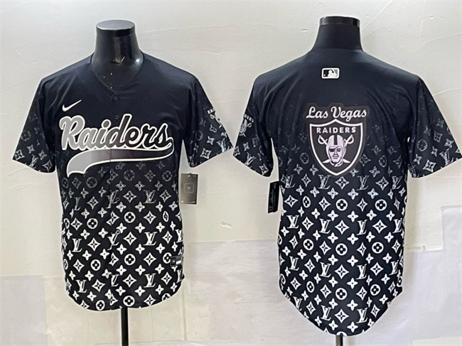 Men's Las Vegas Raiders Team Big Logo Black Limited Stitched Baseball Jersey
