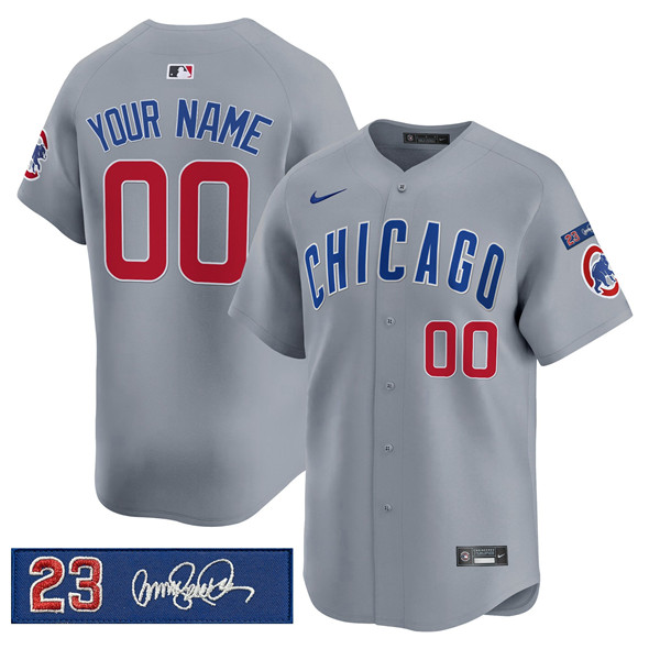 Men’s Chicago Cubs Active Player Custom Gray 'Ryne Sandberg Tribute' Vapor Limited V3 Stitched Baseball Jersey