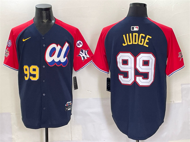 Men's American League #99 Aaron Judge Navy Red Alternate 2025 All-Star With Patch Edition Limited Stitched Baseball Jersey
