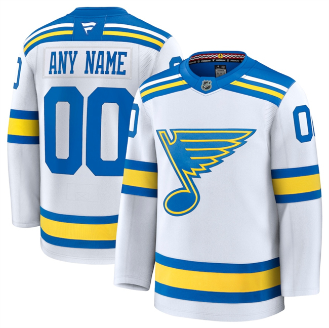 Men's St. Louis Blues Active Player Custom White 2024-25 Away Stitched Hockey Jersey