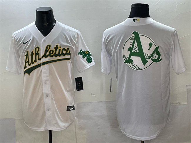 Men's Oakland Athletics Team Big Logo White Stitched Baseball Jersey