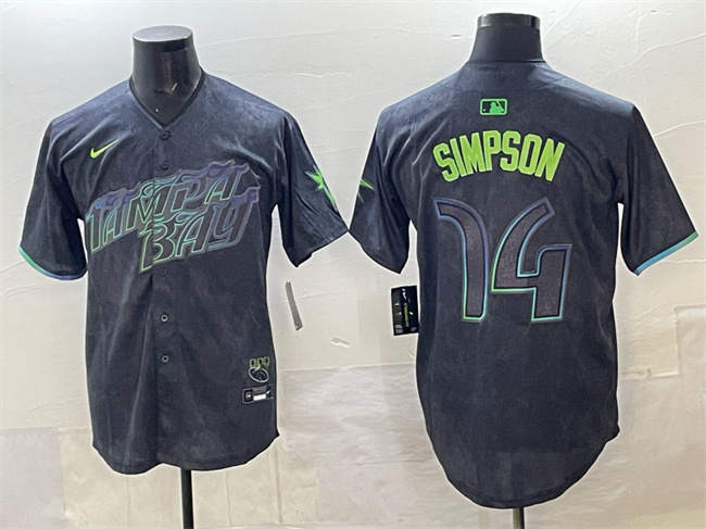 Men's Tampa Bay Rays #14 Chandler Simpson Charcoal 2024 City Connect Limited Stitched Baseball Jersey