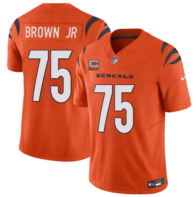 Men's Cincinnati Bengals #75 Orlando Brown Jr Orange 2025 F.U.S.E. With 2-Star C Patch Vapor Untouchable Limited Stitched Football Jersey