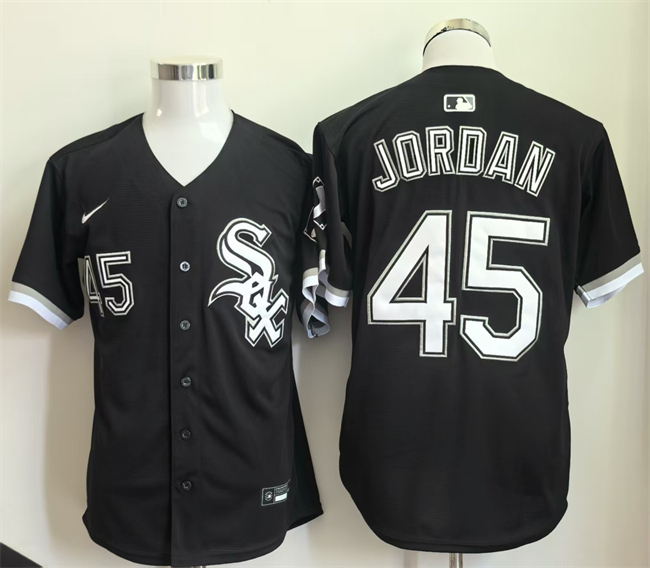 Men's Chicago White Sox #45 Michael Jordan Black Limited Stitched Baseball Jersey