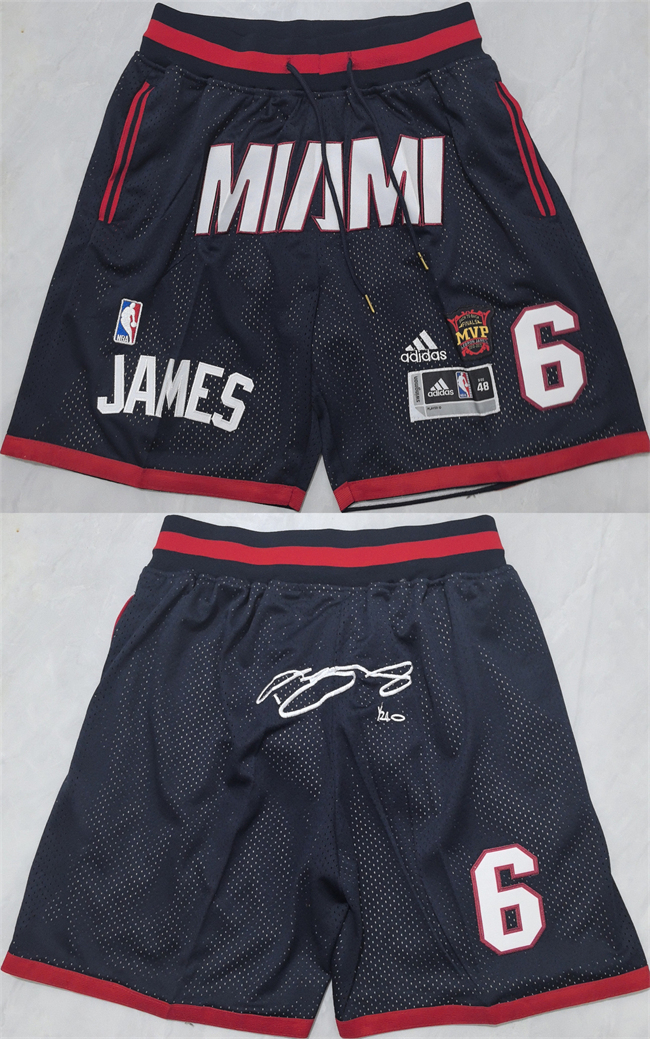Men's Miami Heat #6 LeBron James Black Shorts (Run Small)