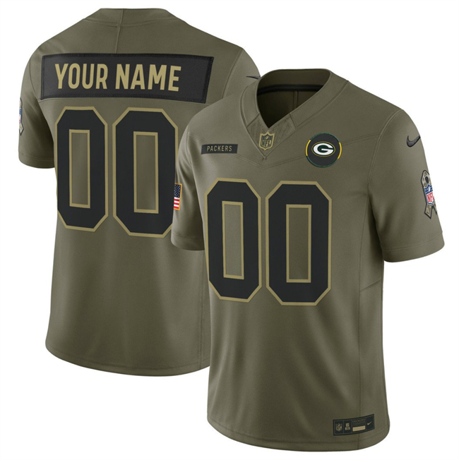 Men's Green Bay Packers Active Player Custom Olive 2025 F.U.S.E. Salute to Service Limited Football Stitched Jersey