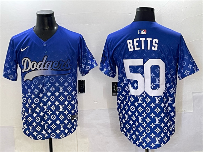 Men's Los Angeles Dodgers #50 Mookie Betts Blue Limited Stitched Baseball Jersey