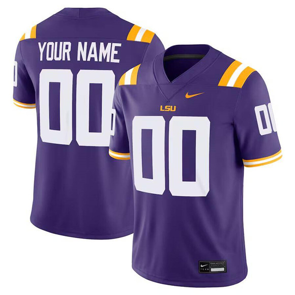 Men's LSU Tigers ACTIVE PLAYER Custom Purple Stitched Game Jersey