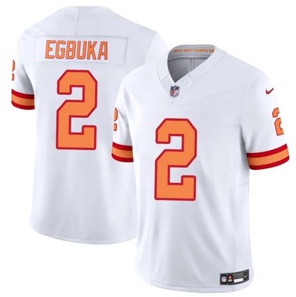 Men's Tampa Bay Buccaneers #2 Emeka Egbuka White 2025 F.U.S.E. Vapor Limited Football Stitched Jersey