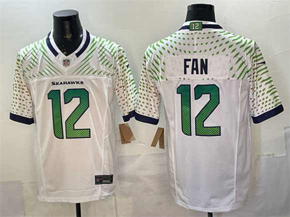 Men's Seattle Seahawks #12 Fan White 2025 F.U.S.E. “Rivalries” Vapor Untouchable Limited Football Stitched Jersey