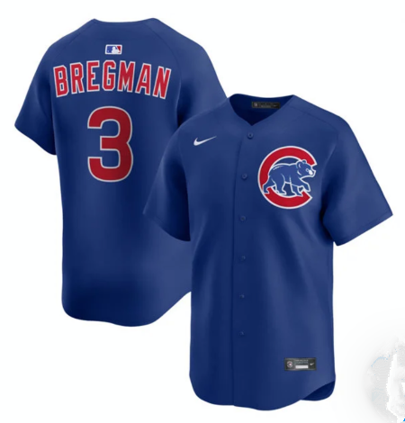 Men's Chicago Cubs #3 Alex Bregman Royal Limited Stitched Baseball Jersey