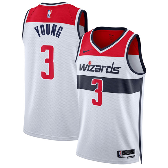 Men's Washington Wizards #3 Trae Young White Association Edition Stitched Basketball Jersey