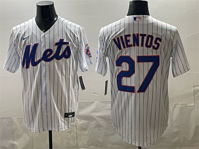 Men's New York Mets #27 Mark Vientos White Cool Base Stitched Baseball Jersey