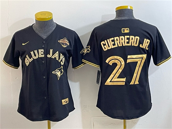 Youth Toronto Blue Jays #27 Vladimir Guerrero Jr. Black Gold 2025 American League Champions Limited Stitched Jersey