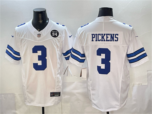 Men's Dallas Cowboys #3 George pickens Navy F.U.S.E. 94 Marshawn Kneeland Memorial Patch Vapor Limited Stitched Football Jersey