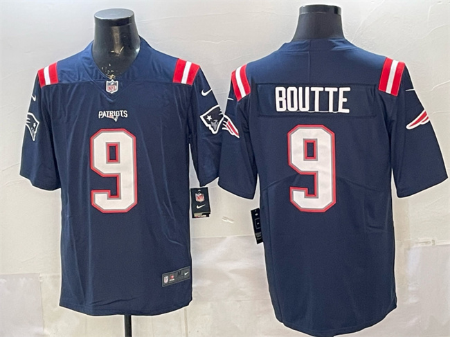 Men's New England Patriots #9 Kayshon Boutte Navy Vapor Limited Stitched Football Jersey