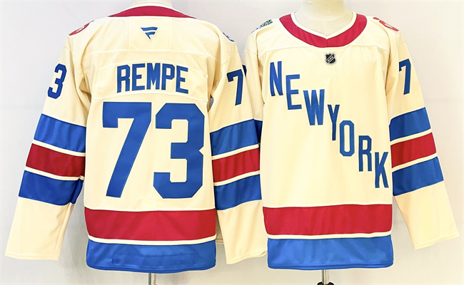 Men's New York Rangers #73 Matt Rempe Beige 2025-26 Winter Classic With A Patch Stitched Hockey Jersey