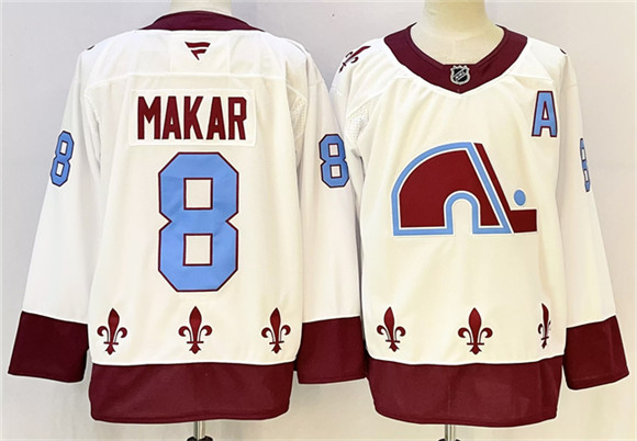 Men's Colorado Avalanche #8 Cale Makar White 2024-25 With A Patch Stitched Jersey