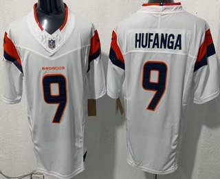 Men's Denver Broncos #9 Talanoa Hufanga Limited White FUSE Vapor Jersey