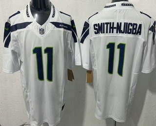 Men's Seattle Seahawks #11 Jaxon Smith Njigba Limited White FUSE Vapor Jersey
