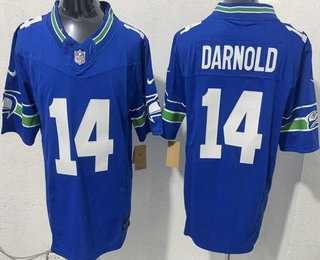 Men's Seattle Seahawks #14 Sam Darnold Limited Blue FUSE Vapor Jersey