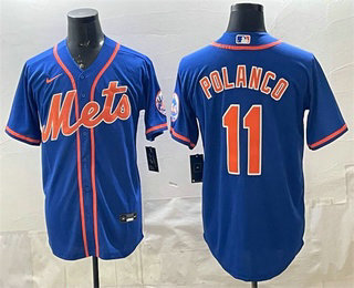 Men's New York Mets #11 Jorge Polanco Blue Cool Base Stitched Jersey