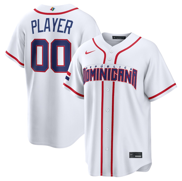 Men's Dominican Republic Baseball Active Player Custom White 2026 World Baseball Classic Home Stadium Stitched Jersey