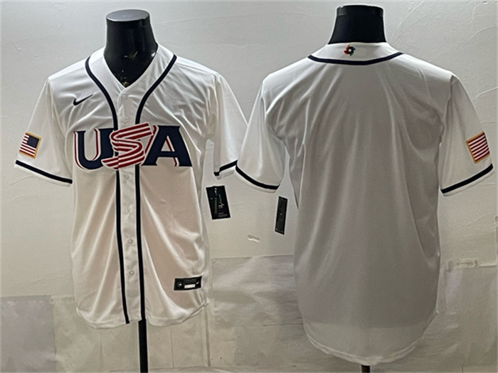 Men's USA Baseball Blank White 2026 World Baseball Classic Home Stadium Stitched Jersey