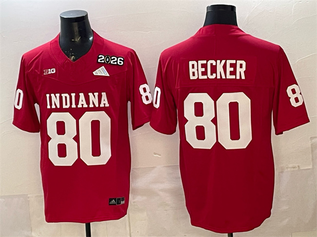 Men's Indiana Hoosiers #80 Charlie Becker Red F.U.S.E. 2026 Patch Stitched Football Jersey