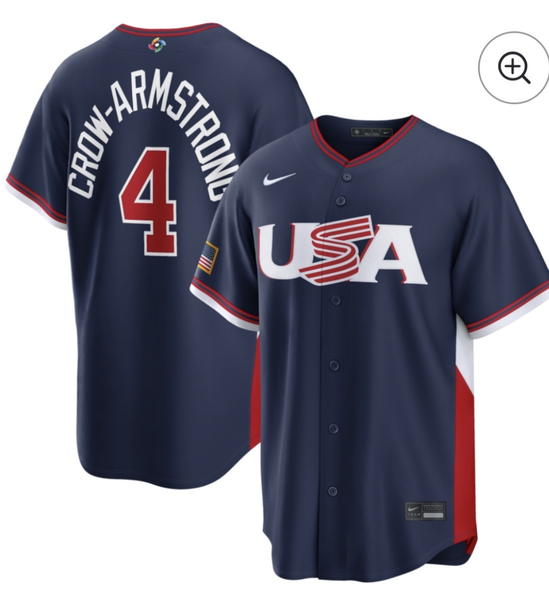 Men's USA Baseball #4 Crow-Armstrong Navy 2026 World Baseball Classic Road Stadium Stitched Jersey