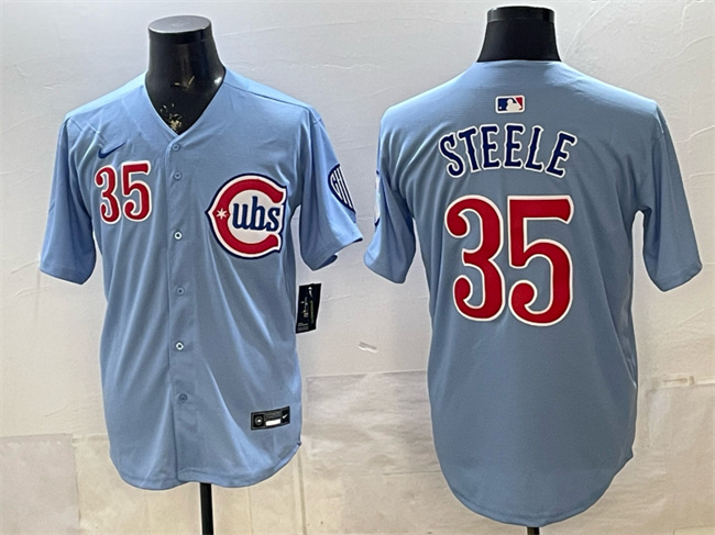 Men's Chicago Cubs #35 Justin Steele Blue 2024 25 2nd Alternate Limited Stitched Baseball Jersey