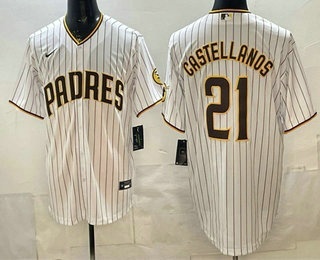 Men's San Diego Padres #21 Nick Castellanos White Cool Base Jersey