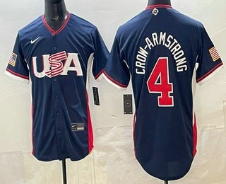 Men's USA #4 Pete Crow-Armstrong Navy 2026 World Baseball Classic Cool Base Jersey