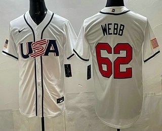 Men's USA #62 Logan Webb White 2026 World Baseball Classic Cool Base Jersey